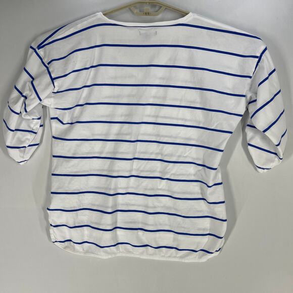 Nautica Tee Shirt Womens XXL Blue White Striped V-Neck Short Sleeve 100% Cotton - Picture 5 of 5